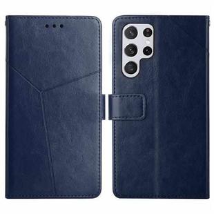 For Samsung Galaxy S25 Ultra 5G Y-shaped Pattern Flip Leather Phone Case(Blue)