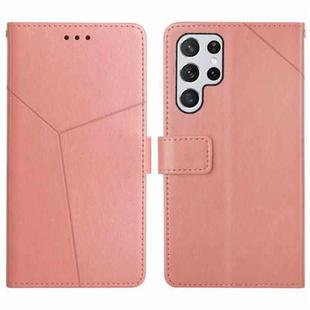 For Samsung Galaxy S25 Ultra 5G Y-shaped Pattern Flip Leather Phone Case(Pink)