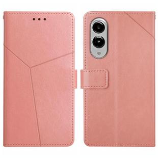 For Samsung Galaxy S25 Edge 5G Y-shaped Pattern Flip Leather Phone Case(Pink)
