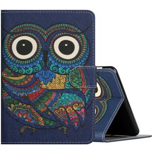 For Amazon Kindle Fire HD8 (2020) Colored Drawing Pattern Horizontal Flip PU Leather Case with Holder & Card Slot & Sleep / Wake-up Function(Owl)