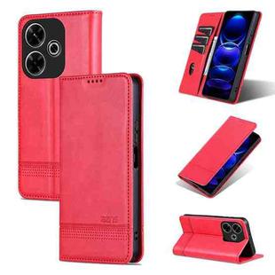 For Xiaomi Redmi Note 13R AZNS Magnetic Calf Texture Flip Leather Phone Case(Red)