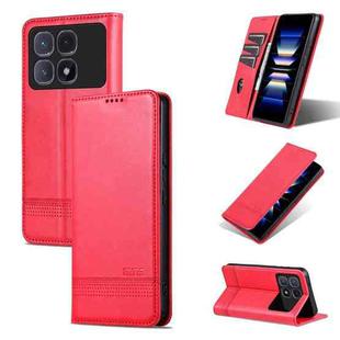 For Redmi K70 Ultra AZNS Magnetic Calf Texture Flip Leather Phone Case(Red)