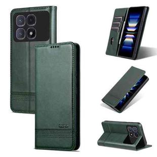 For Redmi K70 Ultra AZNS Magnetic Calf Texture Flip Leather Phone Case(Dark Green)