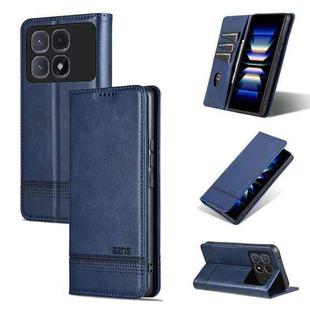 For Redmi K70 Ultra AZNS Magnetic Calf Texture Flip Leather Phone Case(Dark Blue)