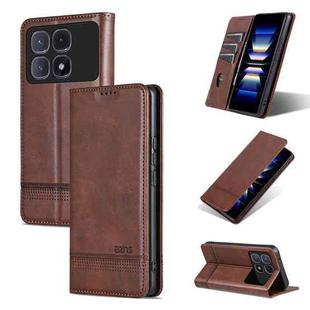 For Redmi K70 Ultra AZNS Magnetic Calf Texture Flip Leather Phone Case(Dark Brown)