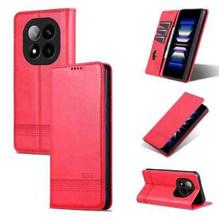 For Redmi Note 14 Pro+ 5G AZNS Magnetic Calf Texture Flip Leather Phone Case(Red)