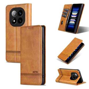 For Redmi Note 14 Pro+ 5G AZNS Magnetic Calf Texture Flip Leather Phone Case(Light Brown)