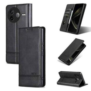 For Redmi K80 AZNS Magnetic Calf Texture Flip Leather Phone Case(Black)