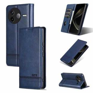 For Redmi K80 AZNS Magnetic Calf Texture Flip Leather Phone Case(Dark Blue)