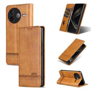 For Redmi K80 AZNS Magnetic Calf Texture Flip Leather Phone Case(Light Brown)