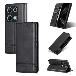 For Redmi Note 14S 4G AZNS Magnetic Calf Texture Flip Leather Phone Case(Black)
