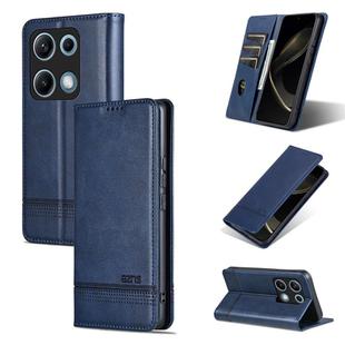 For Redmi Note 14S 4G AZNS Magnetic Calf Texture Flip Leather Phone Case(Dark Blue)