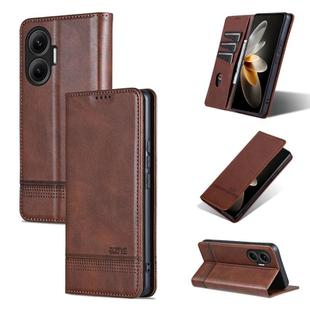 For Redmi Turbo 4 Pro AZNS Magnetic Calf Texture Flip Leather Phone Case(Dark Brown)