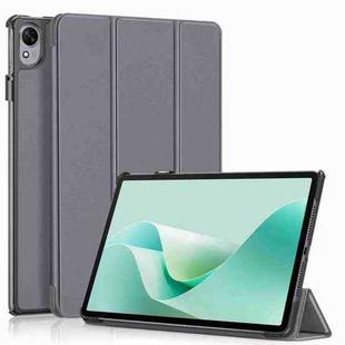 For Huawei MatePad 11.5S Custer Texture 3-Fold Holder Smart Leather Tablet Case(Grey)