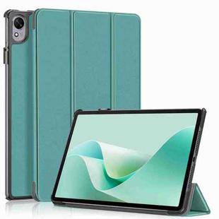 For Huawei MatePad 11.5S Custer Texture 3-Fold Holder Smart Leather Tablet Case(Dark Green)