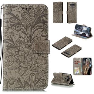 For LG K51S Lace Flower Horizontal Flip Leather Case with Holder & Card Slots & Wallet & Photo Frame(Grey)