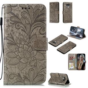 For LG Q Stylo 6 Lace Flower Horizontal Flip Leather Case with Holder & Card Slots & Wallet & Photo Frame(Grey)