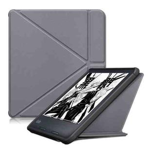 For Kobo Libra Colour 2024 Solid Color Deformation TPU Leather Smart Tablet Case(Grey)