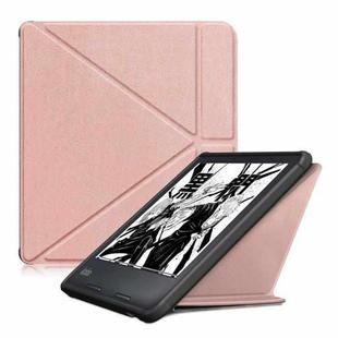 For Kobo Libra Colour 2024 Solid Color Deformation TPU Leather Smart Tablet Case(Rose Gold)