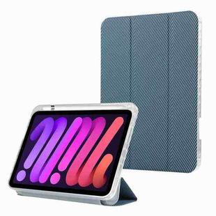 For iPad 10th Gen 10.9 2022 Carbon Fiber Clear Acrylic 3-Fold Leather Tablet Case(Blue)