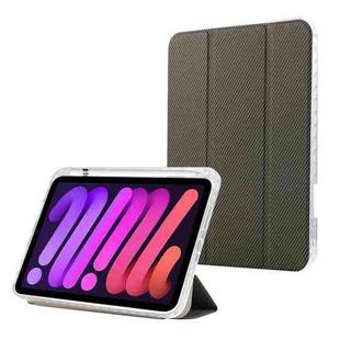 For iPad mini 6 Carbon Fiber Clear Acrylic 3-Fold Leather Tablet Case(Grey)