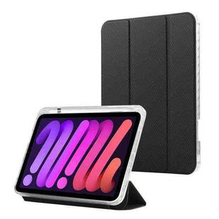 For iPad mini 6 Carbon Fiber Clear Acrylic 3-Fold Leather Tablet Case(Black)