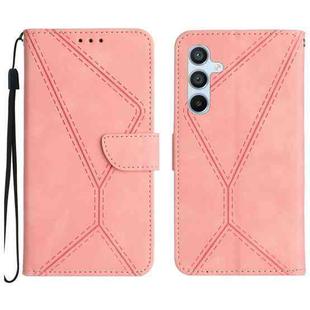 For Samsung Galaxy S25+ 5G Stitching Embossed Leather Phone Case(Pink)