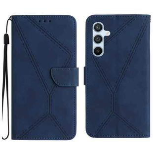 For Samsung Galaxy S25+ 5G Stitching Embossed Leather Phone Case(Blue)