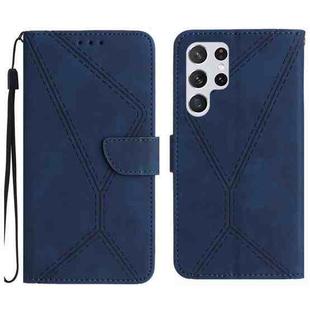 For Samsung Galaxy S25 Ultra 5G Stitching Embossed Leather Phone Case(Blue)