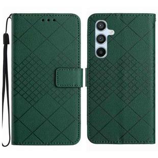 For Samsung Galaxy S24 FE Rhombic Grid Texture Leather Phone Case(Green)