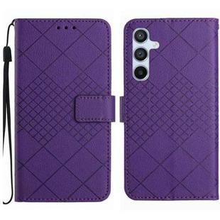 For Samsung Galaxy S25 5G Rhombic Grid Texture Leather Phone Case(Purple)