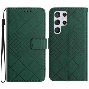For Samsung Galaxy S25 Ultra 5G Rhombic Grid Texture Leather Phone Case(Green)