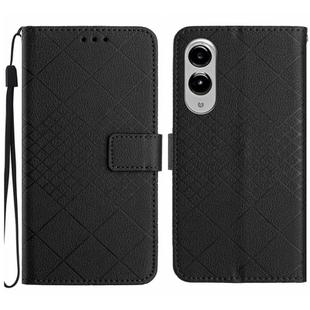 For Samsung Galaxy S25 Edge 5G Rhombic Grid Texture Leather Phone Case(Black)