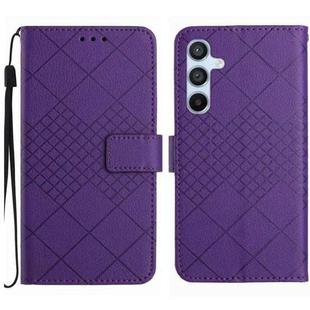 For Samsung Galaxy S25 FE 5G Rhombic Grid Texture Leather Phone Case(Purple)