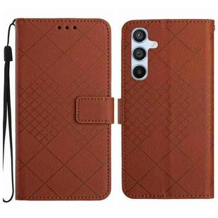 For Samsung Galaxy S25 FE 5G Rhombic Grid Texture Leather Phone Case(Brown)