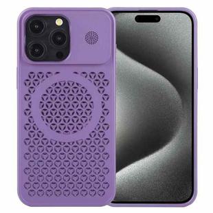 For iPhone 15 Pro Max Pure Color Honeycomb Aromatherapy MagSafe Phone Case(Purple)