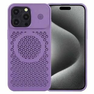 For iPhone 15 Pro Pure Color Honeycomb Aromatherapy MagSafe Phone Case(Purple)