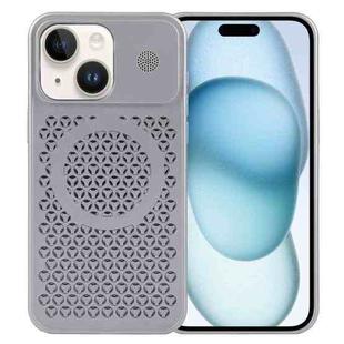 For iPhone 15 Pure Color Honeycomb Aromatherapy MagSafe Phone Case(Grey)