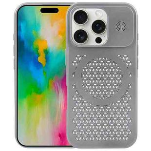 For iPhone 16 Pro Max Pure Color Honeycomb Aromatherapy MagSafe Phone Case(Grey)