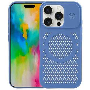 For iPhone 16 Pro Max Pure Color Honeycomb Aromatherapy MagSafe Phone Case(Blue)