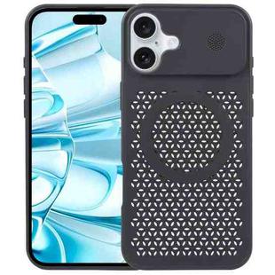 For iPhone 16 Plus Pure Color Honeycomb Aromatherapy MagSafe Phone Case(Black)