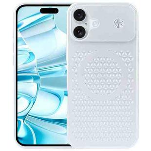 For iPhone 16 Plus Pure Color Honeycomb Aromatherapy MagSafe Phone Case(Silver)