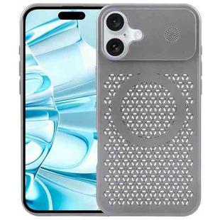 For iPhone 16 Pure Color Honeycomb Aromatherapy MagSafe Phone Case(Grey)