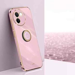 For vivo V30E XINLI Straight Edge 6D Electroplate TPU Phone Case with Ring Holder(Cherry Purple)