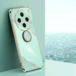 For vivo X100S XINLI Straight 6D Plating Gold Edge TPU Shockproof Case with Ring Holder(Mint Green)