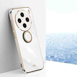 For vivo X100S XINLI Straight 6D Plating Gold Edge TPU Shockproof Case with Ring Holder(White)