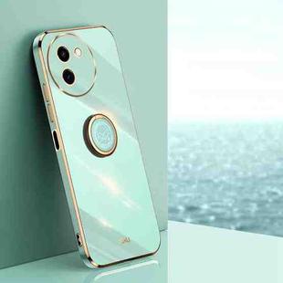For vivo Y200i XINLI Straight 6D Plating Gold Edge TPU Shockproof Case with Ring Holder(Mint Green)