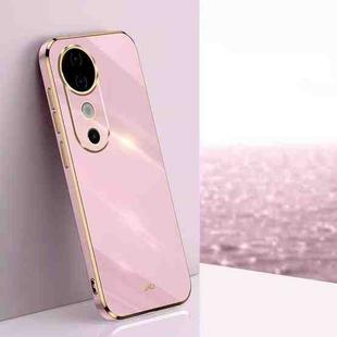 For vivo S19 XINLI Straight 6D Plating Gold Edge TPU Phone Case(Cherry Purple)