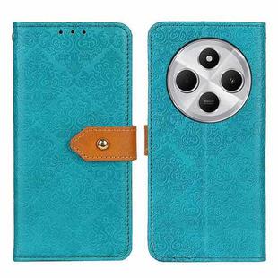 For Redmi 14C 4G European Floral Embossed Leather Phone Case(Blue)