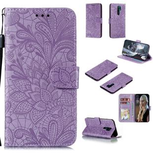 For Xiaomi Redmi 9 Lace Flower Horizontal Flip Leather Case with Holder & Card Slots & Wallet & Photo Frame(Purple)